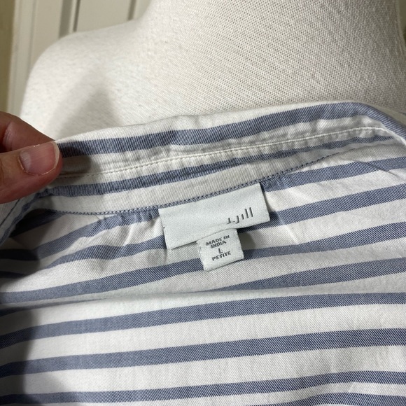 J.Jill Blue White Cotton Tunic Striped Button Down Top - Picture 10 of 12